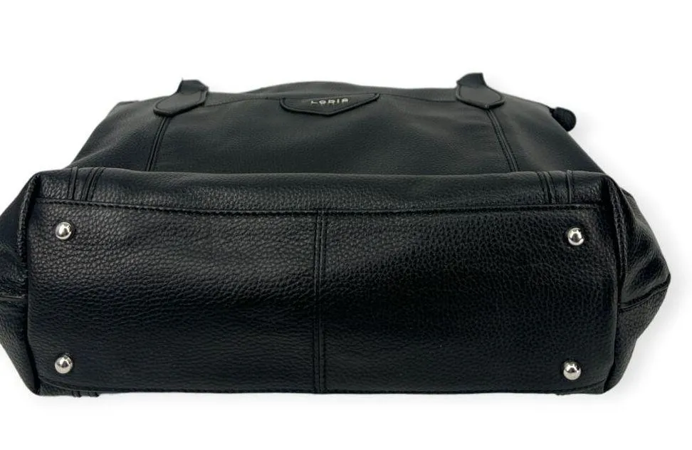 LODIS | Large | Siera Luxury Pebbled Leather Tote Bag Purse Travel Shoulder Black - Image 9