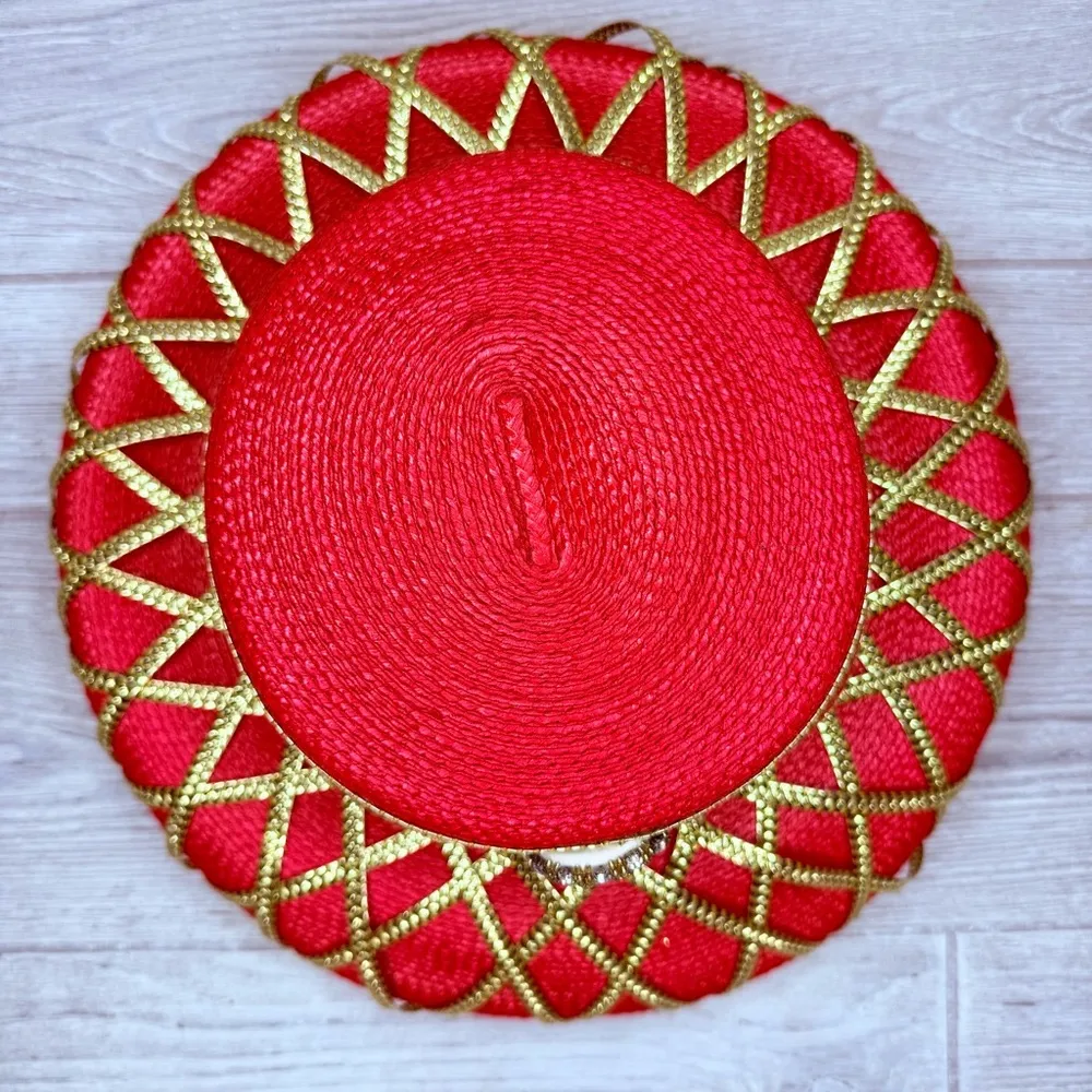 Nwt vintage whittall and shon red & gold Kentucky derby / church hat rhinestone - Image 2