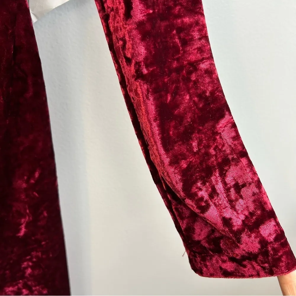 NWT DO+BE Burgundy Red Velvet Lace Up Back Long sleeve Mini Dress Size Small - Image 11