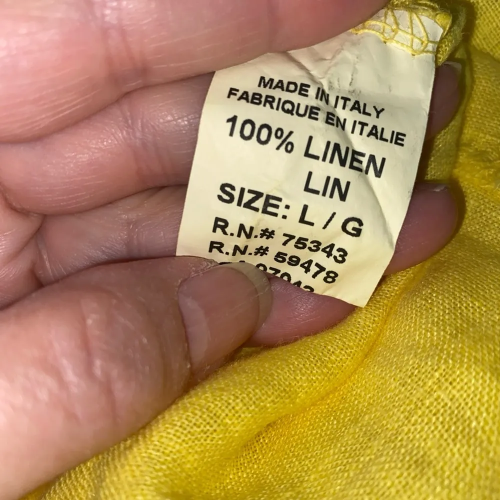 Bella Umbra 100% Linen Italian Made MIDI Shift Dress Lagenlook Sz L Yellow Size L - Image 13