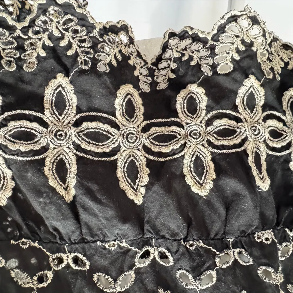 American Eagle Outfitters AEO Black Beige Eyelet Babydoll Tank Top Y2K Vibe Boho - Image 7