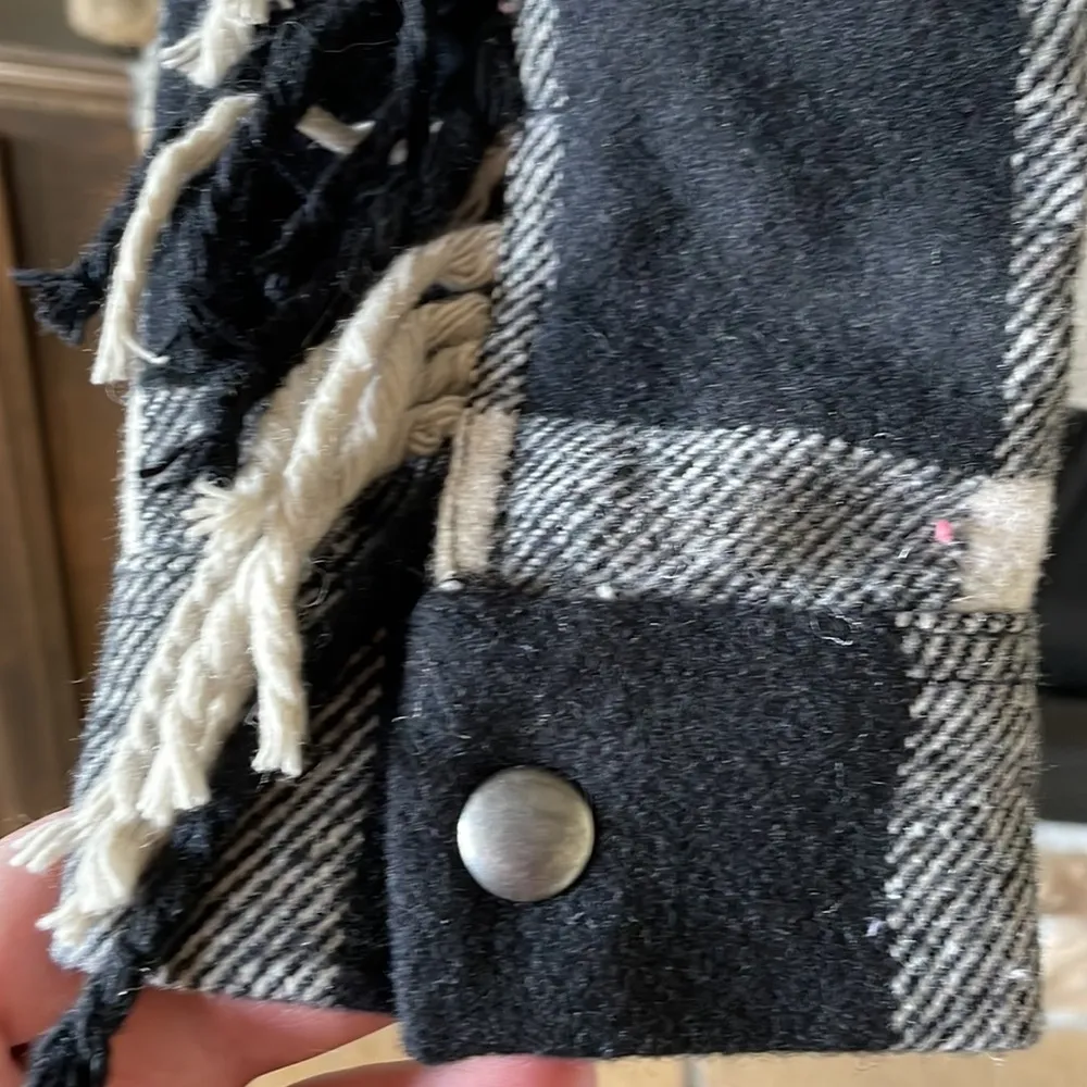 Lucky Brand Wool Blend Buffalo Check Fringe Coat NWT - Image 4