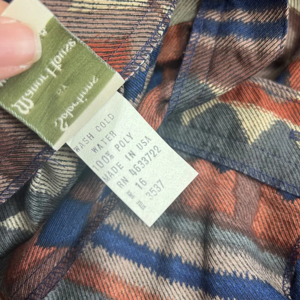 Vintage Selections by Manor House Aztec Midi Skirt Pleated Size 16 Western Blue - Image 8