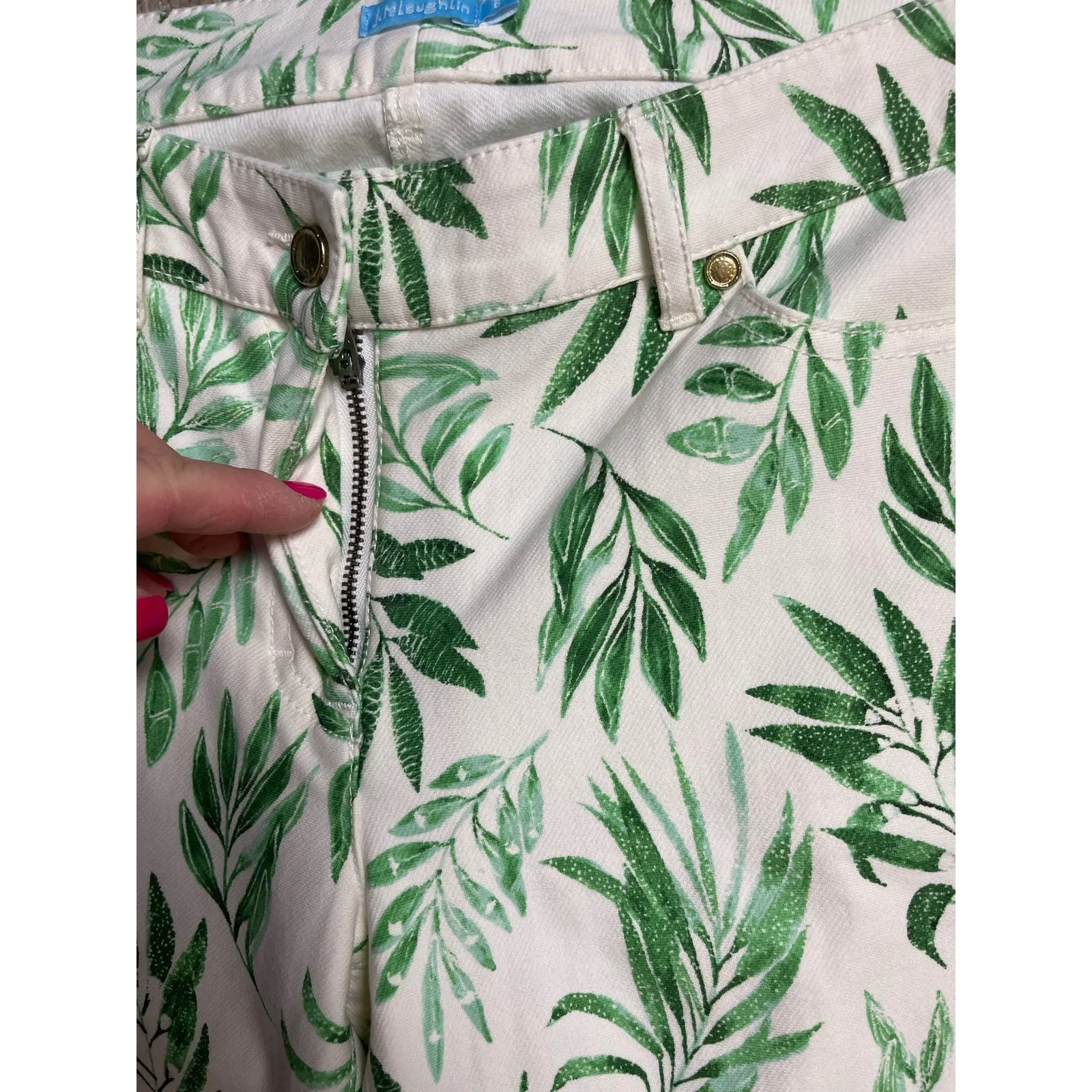 J. McLaughlin Stretchy Beaumont Leaf Print‎ Stretch Lexi Jeans Size 6 - Image 9