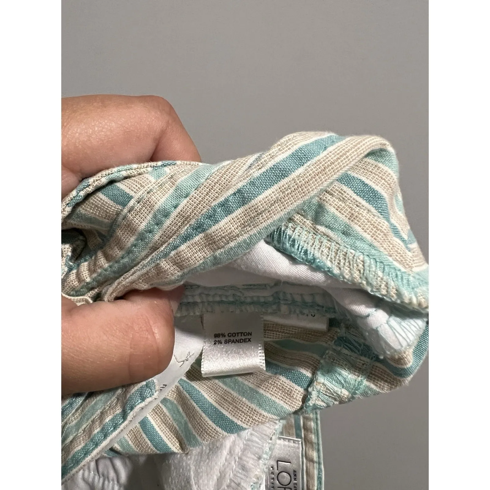 ✨ Ann Taylor Loft Ankle Pants Women Petite 4P Multi Stripe‎ 98% Cotton Cropped - Image 4