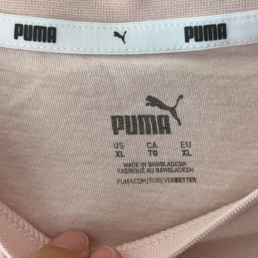 PUMA Sz XL Peach Classic Tee Shirt Cropped Top Loose Fit Stretch‎ - Image 3