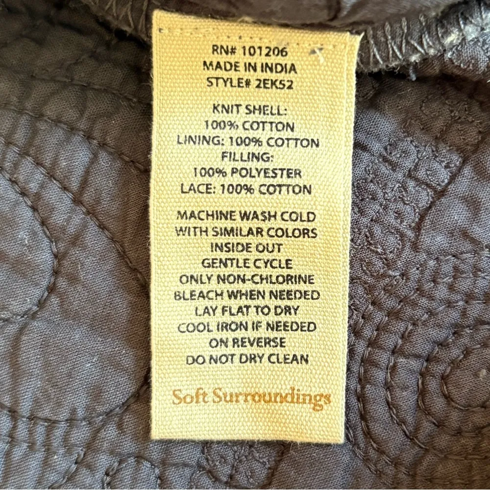 Soft Surroundings Quilted Jacket Slate Blue Gray Open Front Womens Medium NWT - Image 9