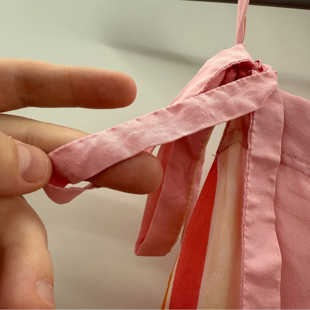 RTR Club Monaco Amirra Silk Pink Multi Stripe Sleeveless Tiered Midi Dress Sz 6 - Image 8