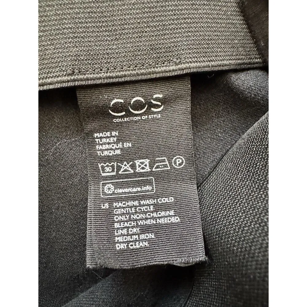 COS Black Twill High Waist Taper Leg Zipper Hem Cropped Trouser Dress Pants Sz 8 - Image 8