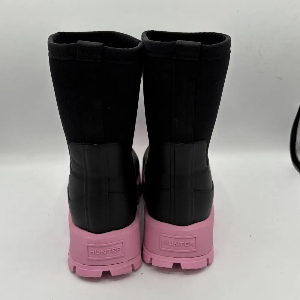 Hunter Women's Black Pink Fizz City Explorer Short Boots Size 6 Neoprene - Image 3