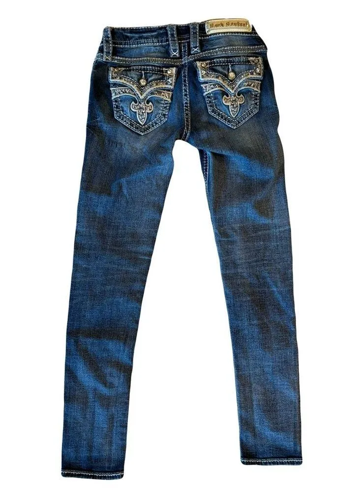 Rock Revival Celine Skinny Stretch Jean Bling Sequins Pockets Size 26 - Image 6