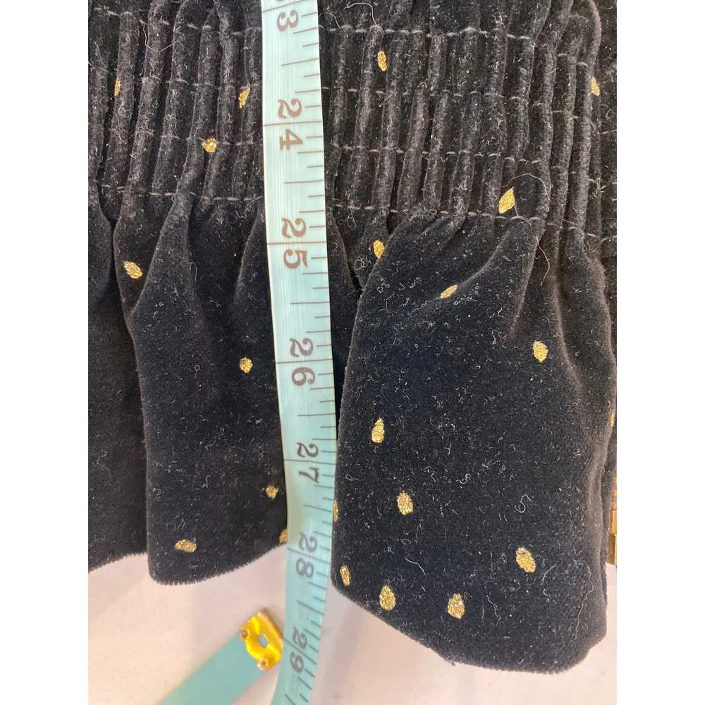 Portrait Vintage Black & Metallic Gold Fleck Peplum Velour Jacket Zipper Sz Lg - Image 13
