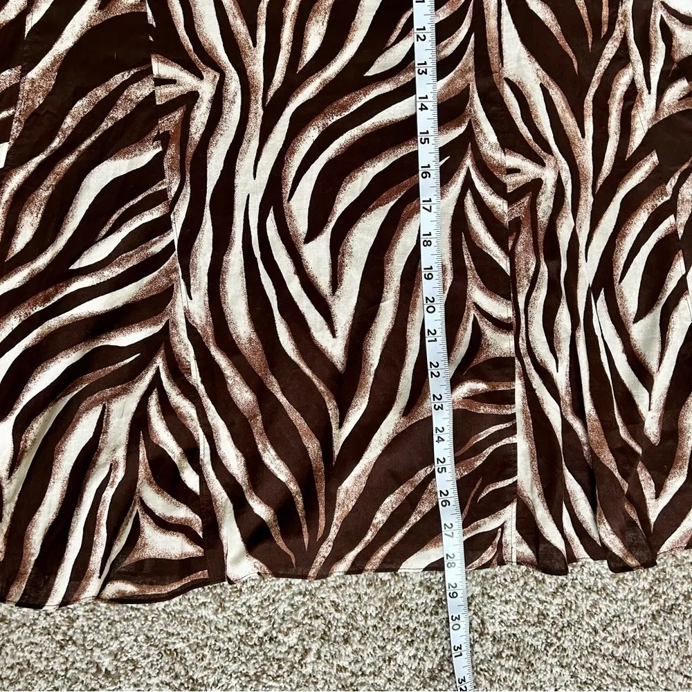 🦋 NWT Jones Wear Black Cream Zebra Print A-Line Midi Skirt Size 18 - Image 5