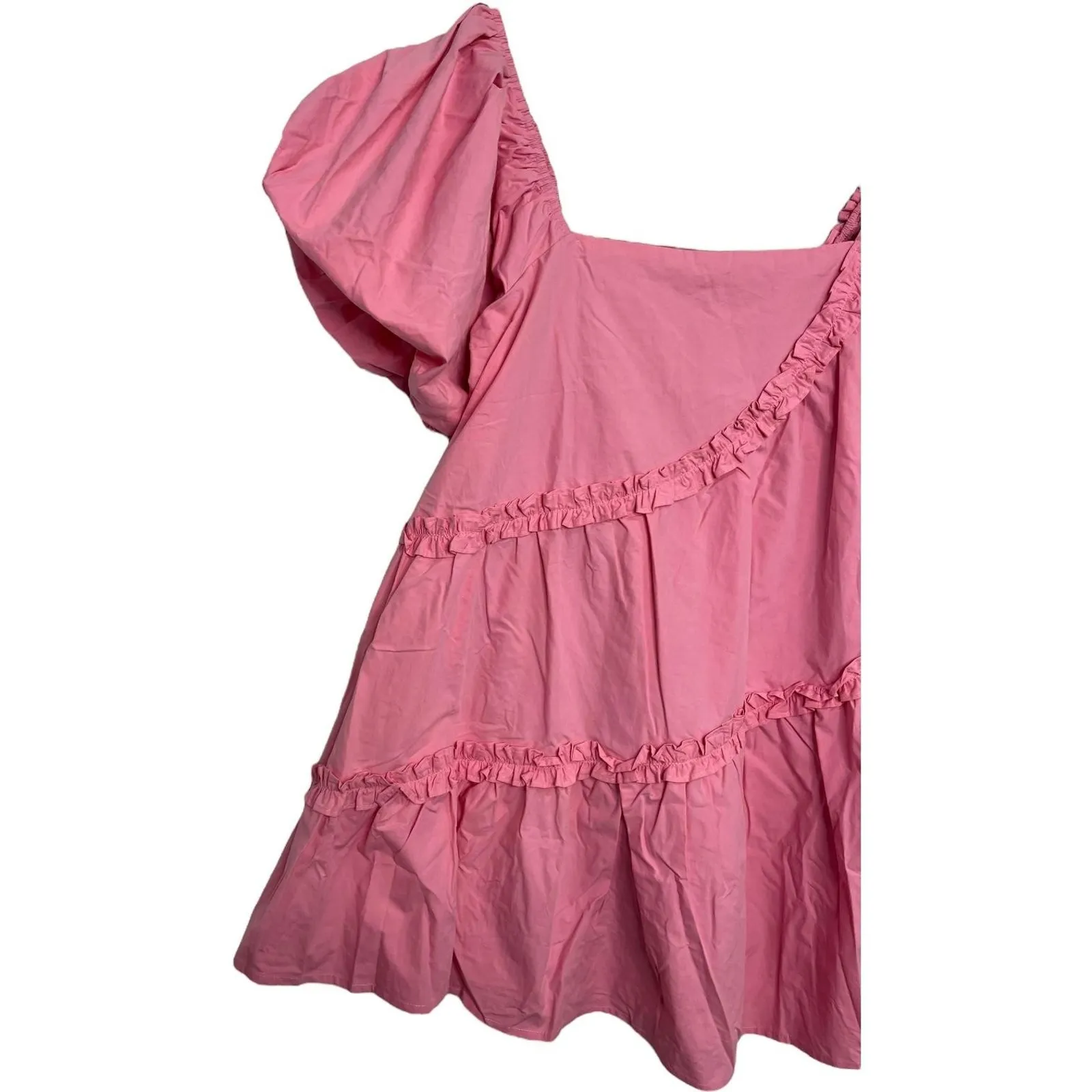 New Strut & Bolt Dress Womens Small Pink Puff Sleeve Ruffle Swing Babydoll Mini - Image 10