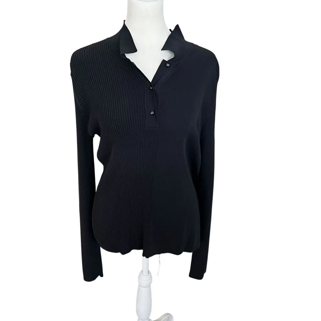 Totême Moscow Ribbed Knit Long Sleeve Top Black Size M Minimalist Size M - Image 2