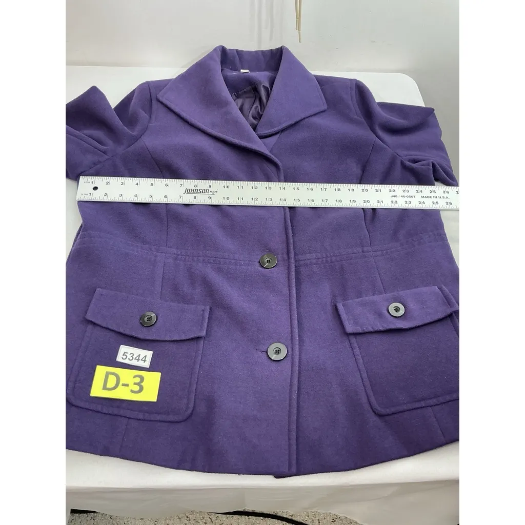 womans jm collection woman plus 3x Pea Coat Purple Lined Button Front - Image 5