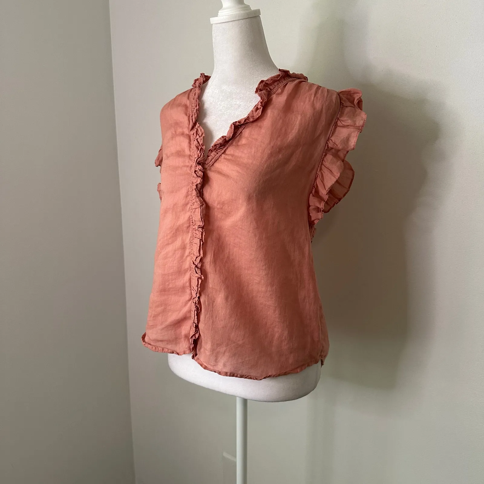FRAME pink button front sleeveless top size XS - Image 3