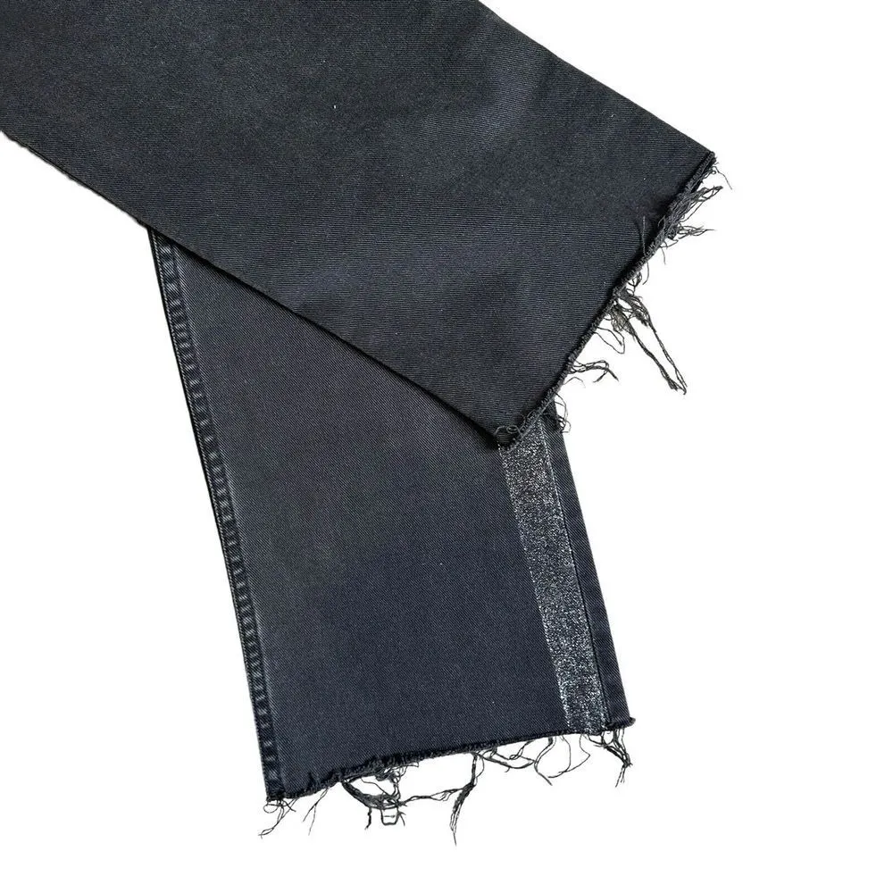 Rebecca Taylor LA VIE Distressed Black Jeans Glitter Striped Size 25 Grunge Punk - Image 3