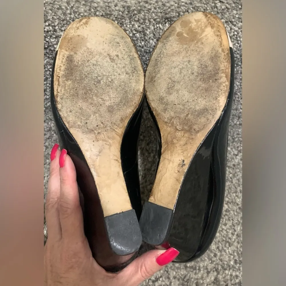 Kate Spade New York Kacey Black Patent Shale Napa Wedge Pumps - Image 10