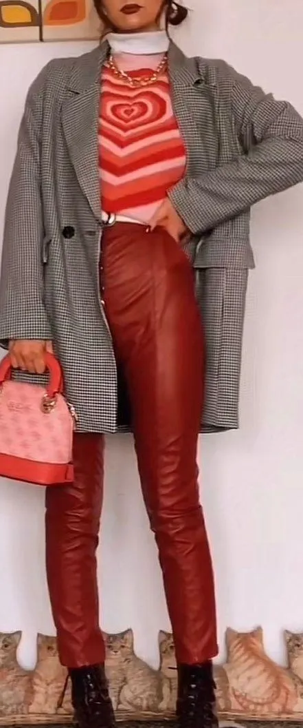 Cider Hearts Sweater In Red / Pink Sz S - Image 4