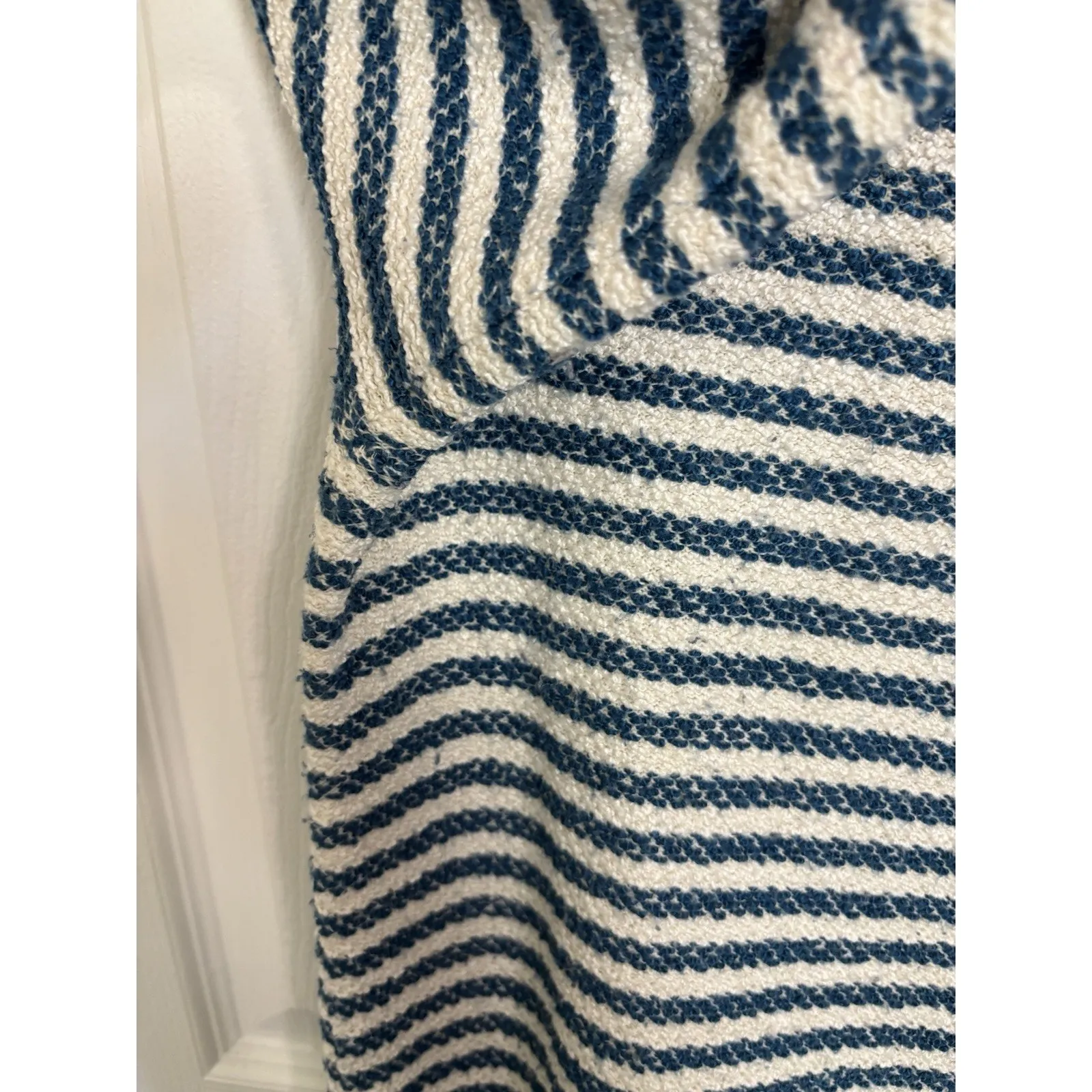 Anthropologie Postmark Blue Striped Tunic Faux Leather Size XS Boho Pockets - Image 11