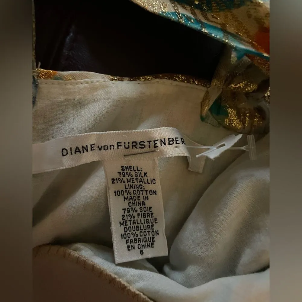 DVF multi metallic silk midi dress - Image 9