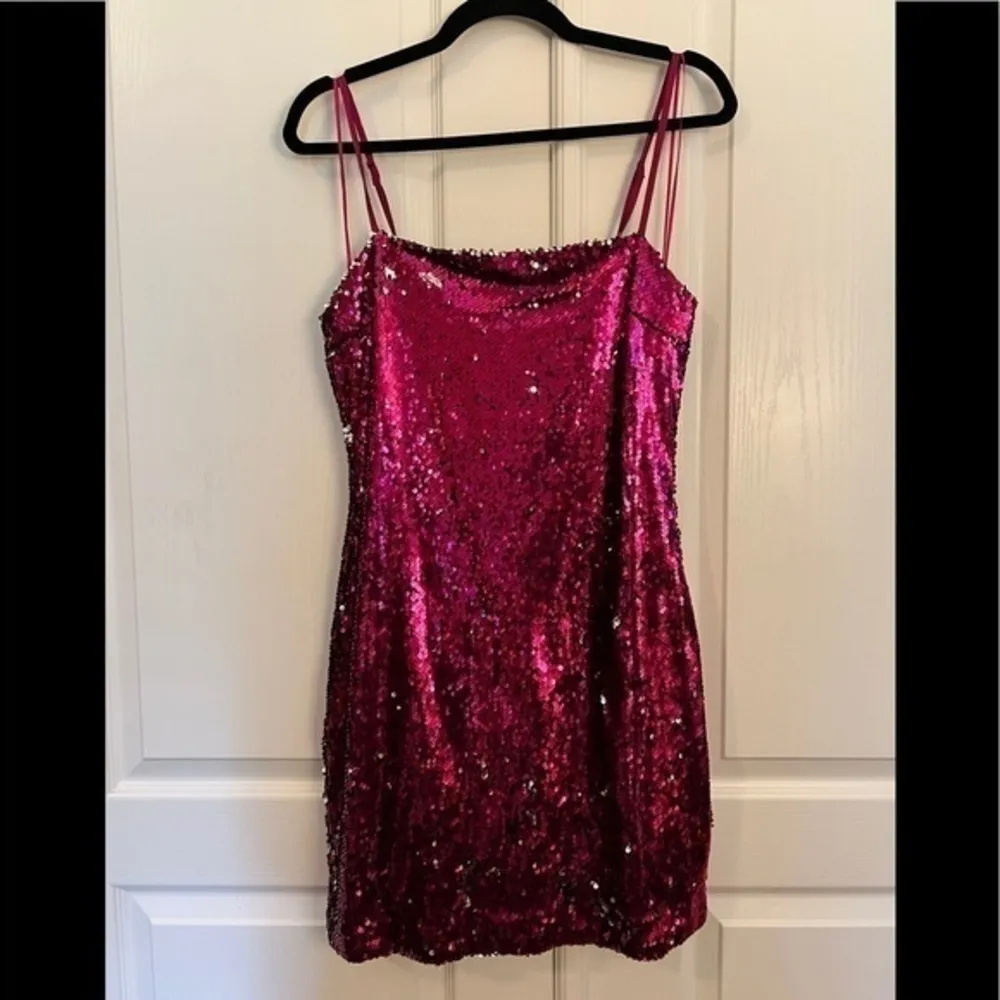 M Sequined Pink Silver Mini Slip Dress - Image 4