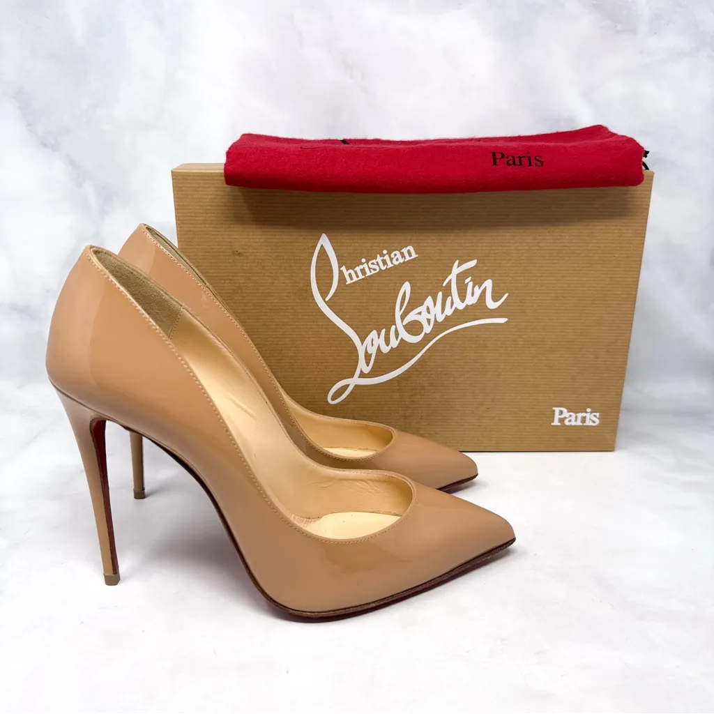 Christian Louboutin Pigalle Follies 100 Pointed Toe Pumps Stiletto Heels Nude 37 - Image 3
