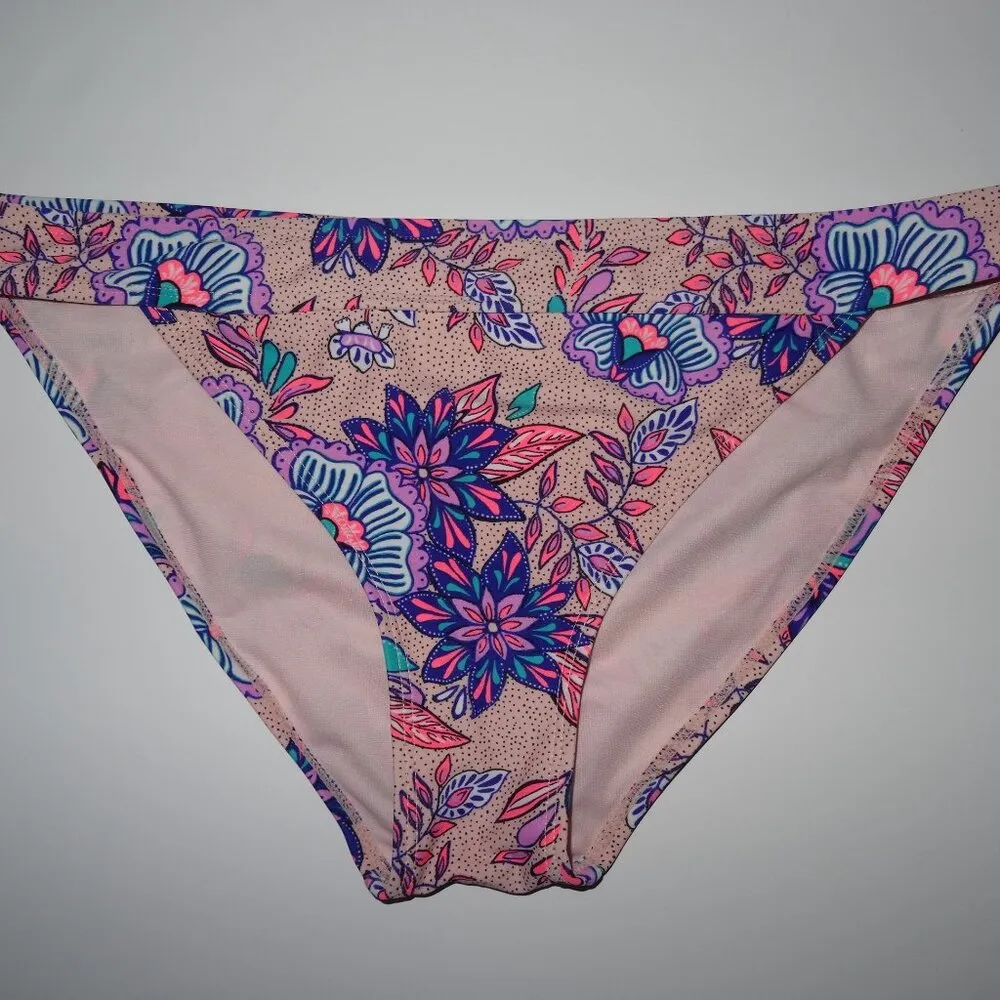 NWOT XHILARATION Floral Bikini Matching Set L/XL Crochet Purple - Image 3