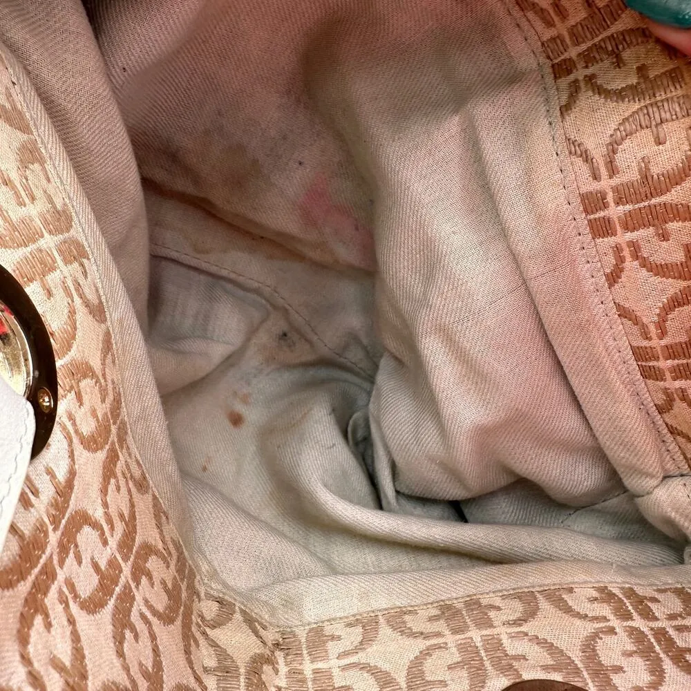 Fossil Monogram Canvas Brown Shoulder Satchel Purse - Image 2