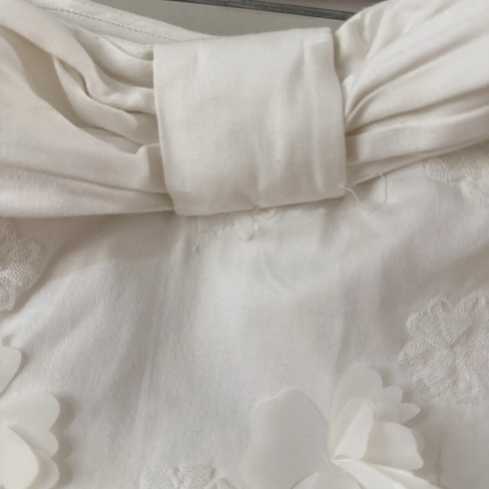 BHLDN Anthropologie Floral Applique Mini Dress Womens Size XS White Bridal - Image 7