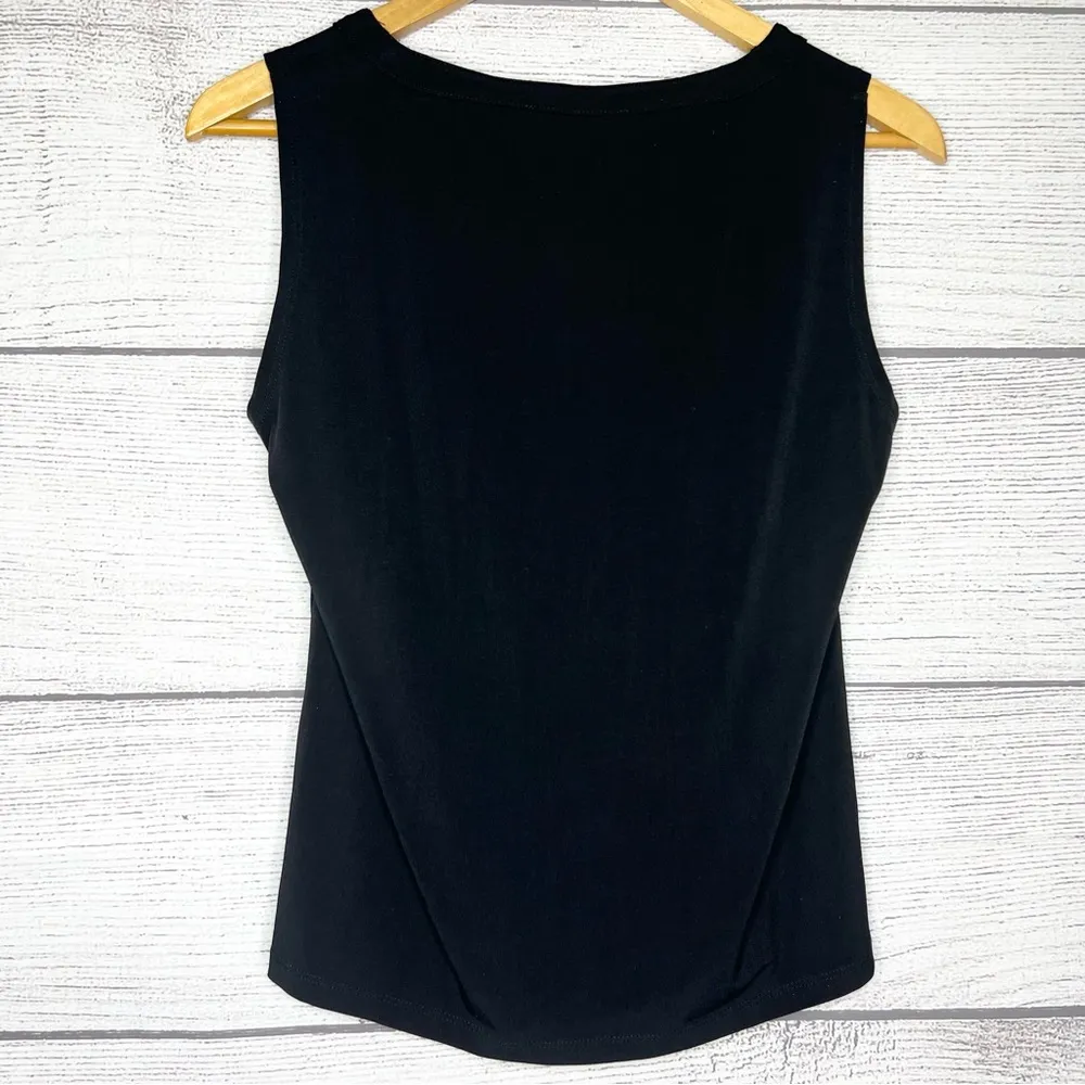 Jones New York Collection Black Sleeveless Pleated Blouse Top Size Petite Medium - Image 4