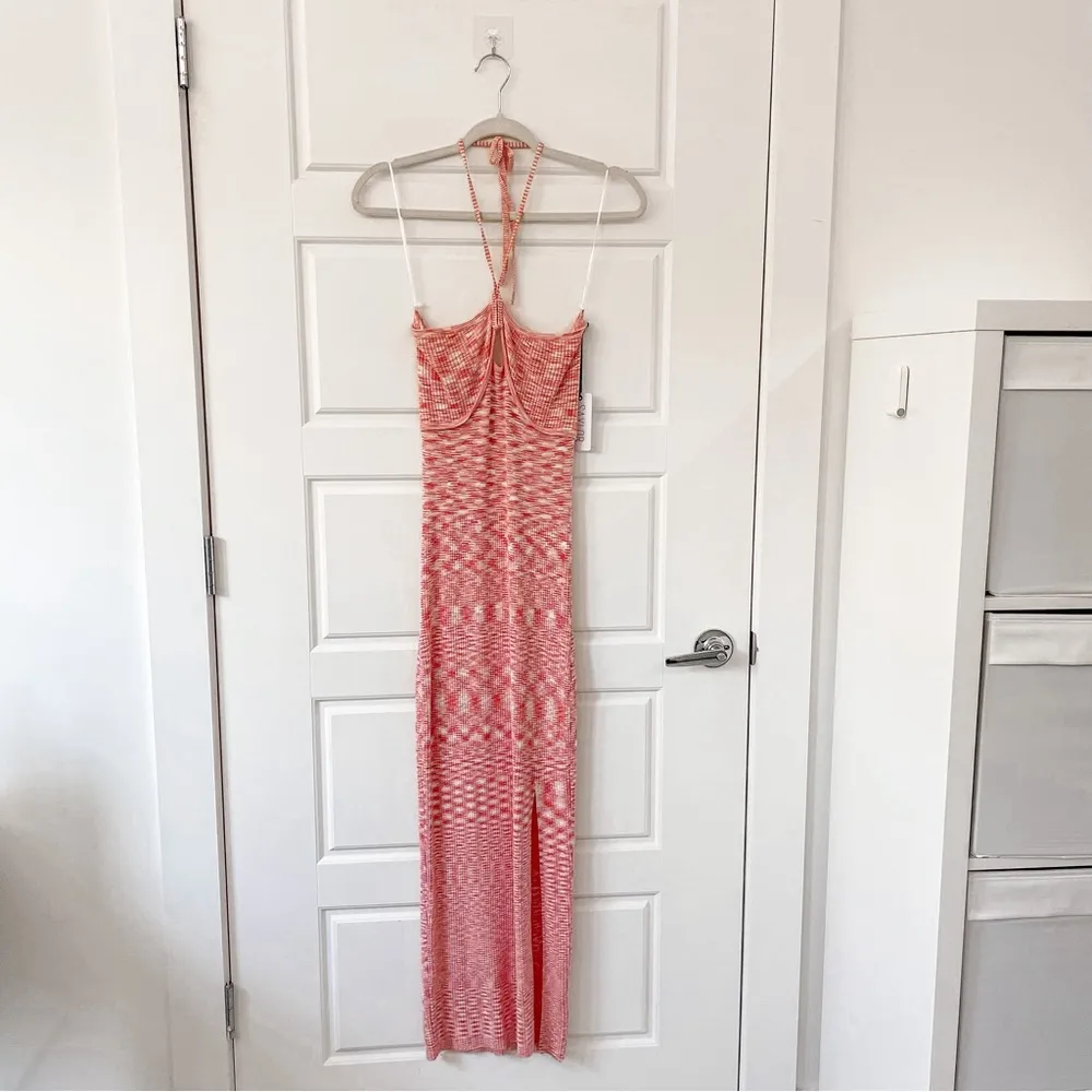 NEW Saylor Barbie Marled Knit Halter Midi Dress Blood Orange - Image 3