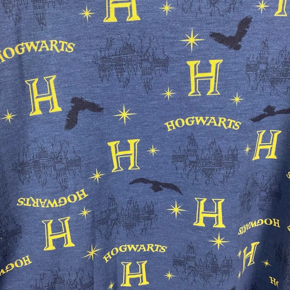 The Wizarding World Of Harry Potter Blue Hogwarts Two Piece PJ Jogger Set Sz.M - Image 14