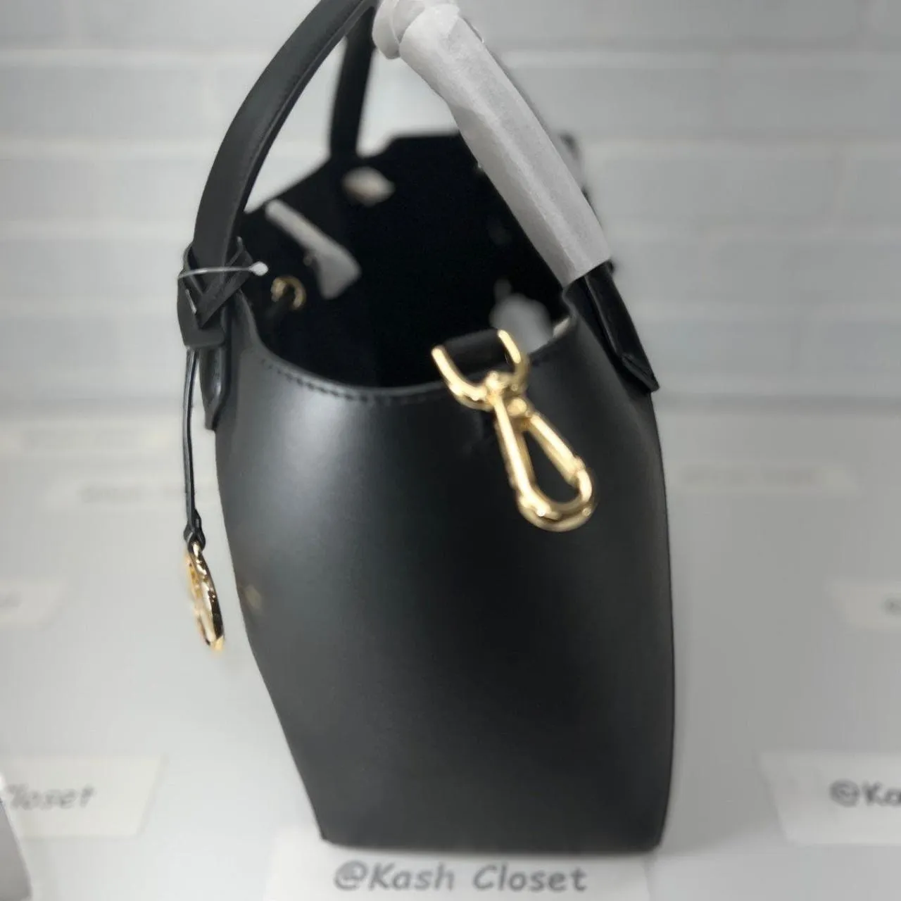 Black/Brown Phoebe Bucket Tote Bag - Image 4