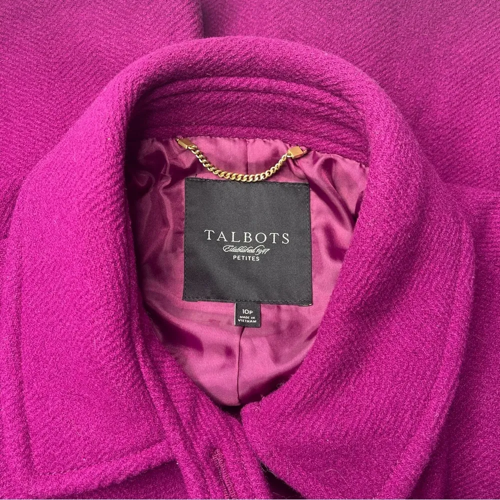 Talbots Double Breasted Wool Pea Coat Magenta Purple Dress Coat Peacoat Size 10 - Image 12