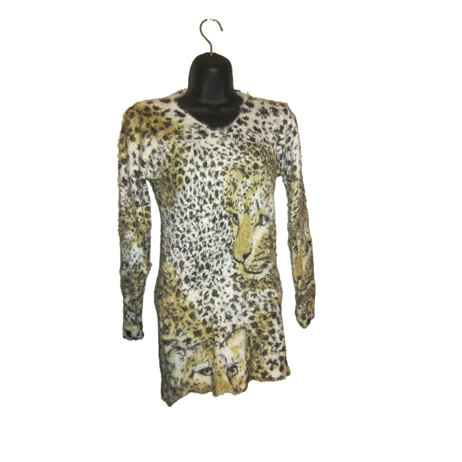 Y2K Animal Print Leopard Bodycon Dress Long Sleeve DENIMAXX S - Image 2