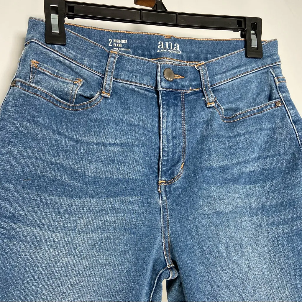 A.N.A Medium Wash Flare Jeans High Rise Hippie Retro Western Y2K Cowgirl Size 2 - Image 4