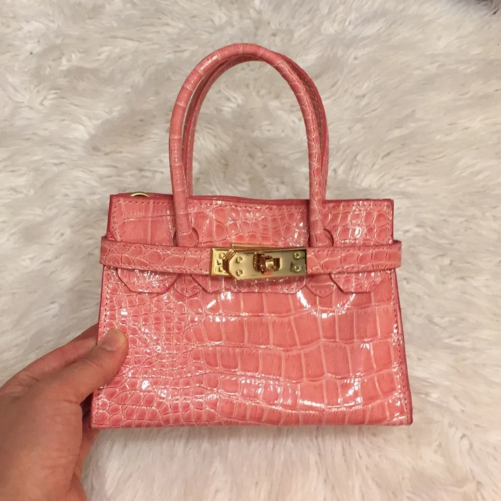 Pink faux croc mini bag - Image 2