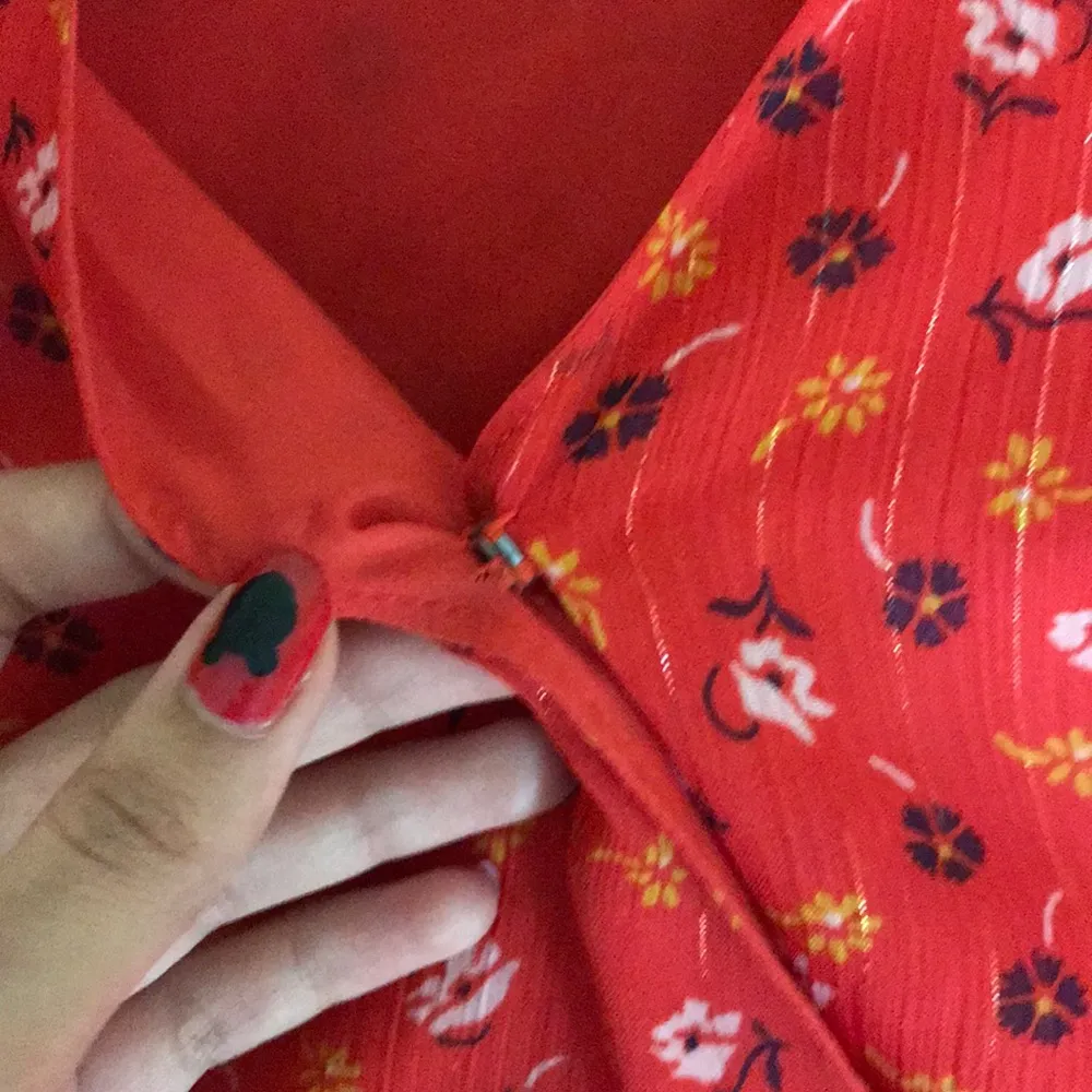 Madewell Red Tiered-Sleeve Peplum Top - Image 7