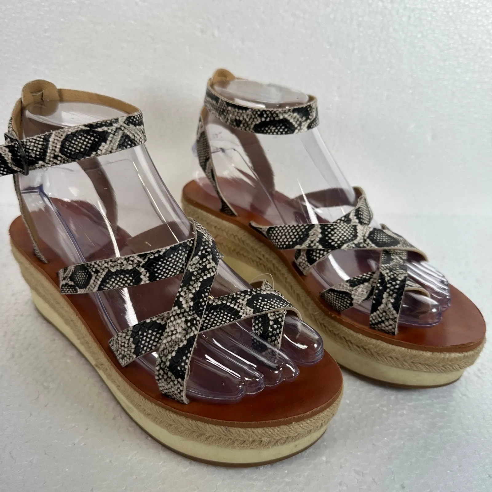 Lucky Brand Espadrille Wedge Sandals Snake Print Women's 6M Strappy Ankle Strap - Image 2