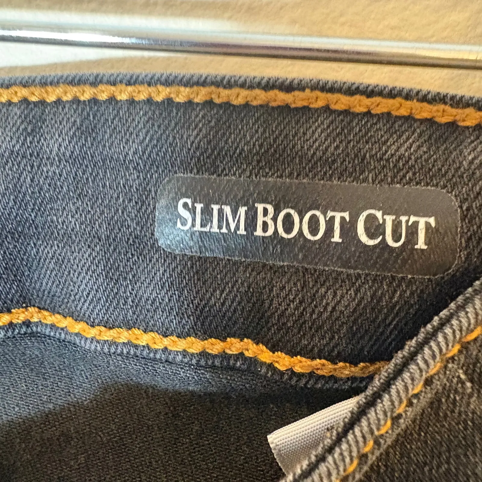 Judy Blue Slim Bootcut Jeans Faded Washed Black Distressed Hem Size 13/31 - Image 9