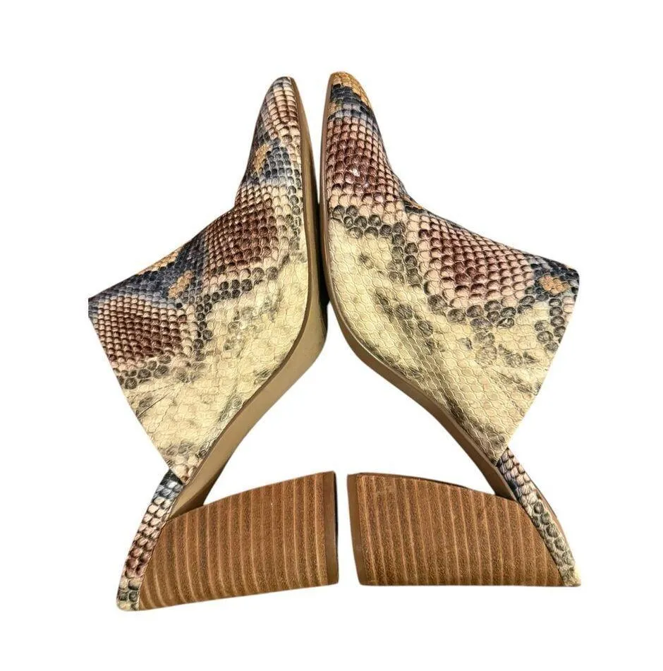 Steven by Steve Madden Nox Snake Python Chunky Block Heeled Mules Sz 8 Womens Fa Brown - Image 11