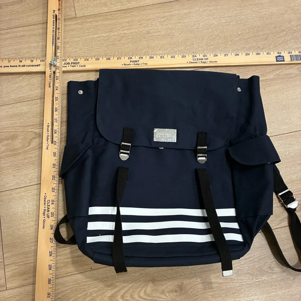 Jean Paul Gaultier Vintage Canvas Navy White Backpack Blue - Image 5