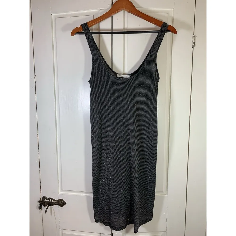 Rag & Bone Shimmer Gray Mini Tank Dress Women Small Coquette Sexy Nightclub Date - Image 3