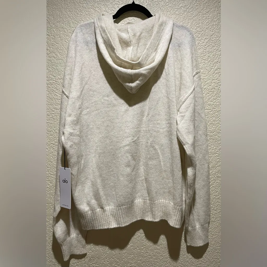 Alo Yoga NWT New Class Cashmere Hoodie Bone Heather Kangaroo Pocket S Oversized - Image 7