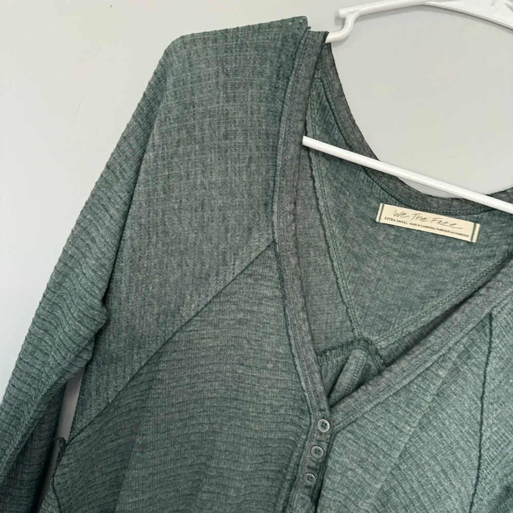 Free People We The Free People Citrine Green Thermal Swing Henley Top Tunic - Image 4