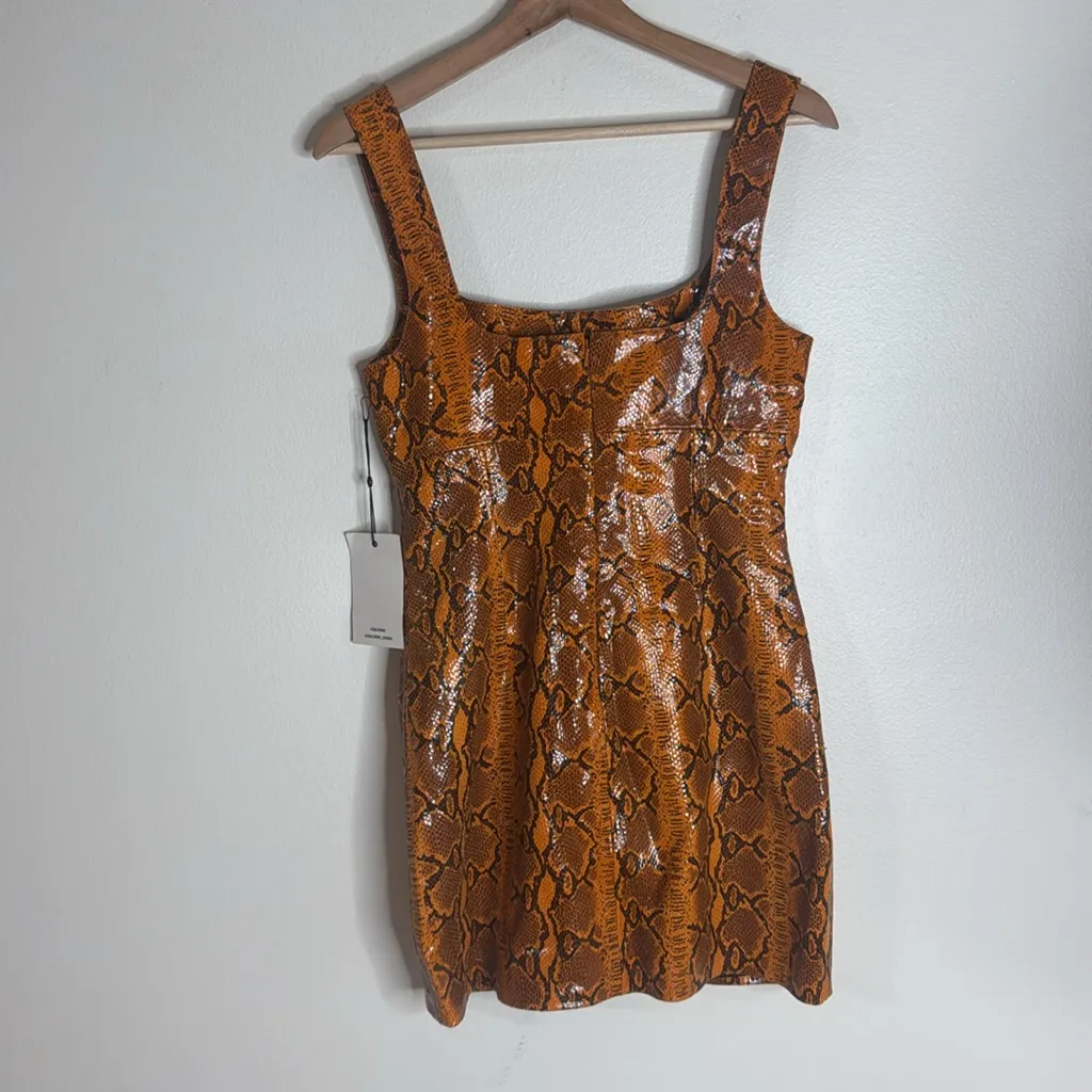 GRLFRND Romi Mini Dress in Orange Black Snake size small revolve - Image 11