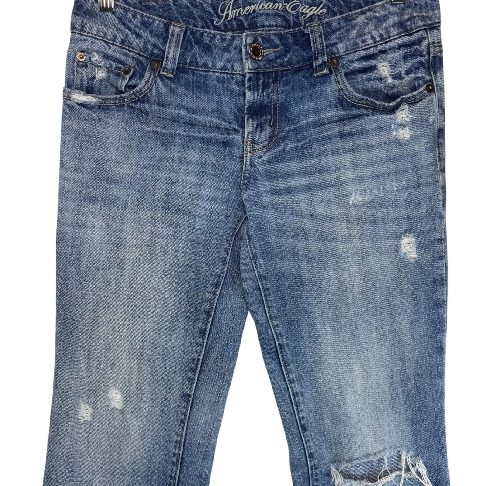 American Eagle Favorite Boyfriend Jeans Distressed Y2K Retro 90s Bootcut Size 6 Blue - Image 3