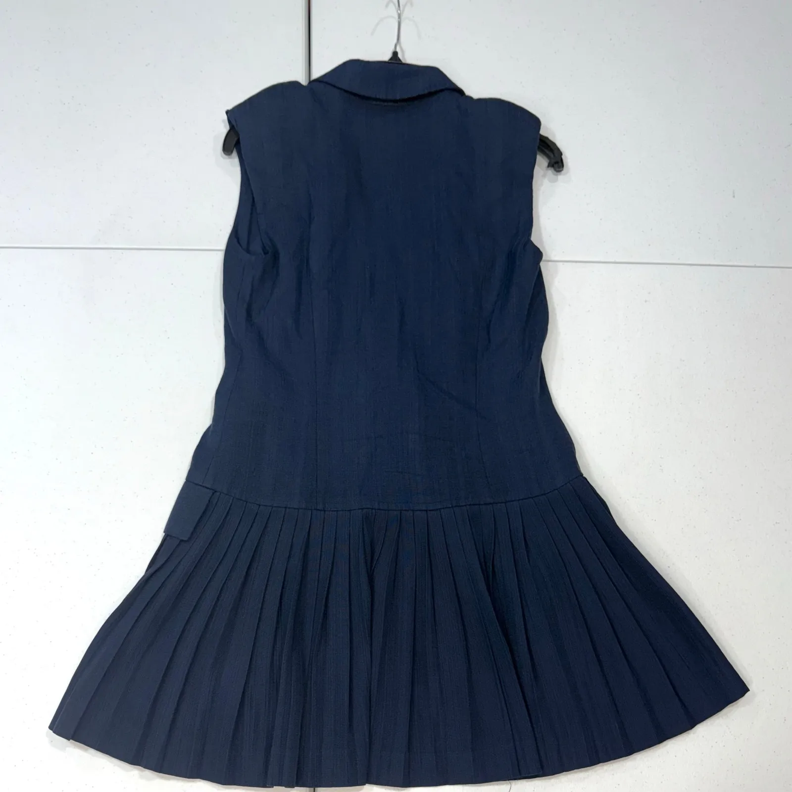 Sandro Carine navy pleated sleeveless Blazer Dress size 38 (4-6) - Image 9